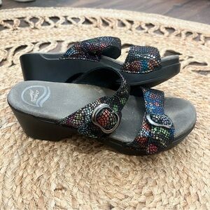 Dansko sandal clog multi color snake skin